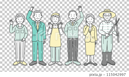 元気な高齢者男女のセカンドライフの仕事いろいろ 115042997