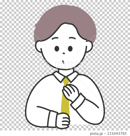 黄色いネクタイを閉めているビジネスマンのイラスト 黄色いネクタイを閉めているビジネスマンのイラスト 115043785