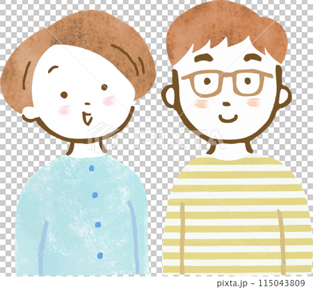 Smiling couple upper body hand-drawn illustration 115043809