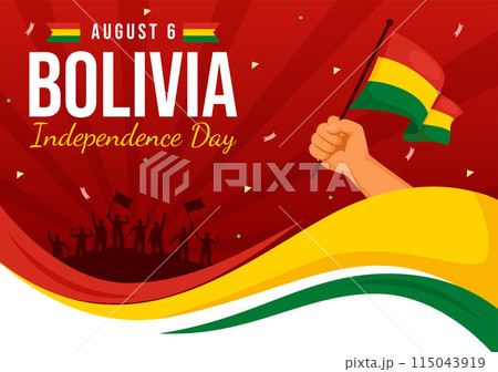 Bolivia Independence Day Vector Illustration on August 6 with Waving Flag and Ribbon in a Festive National Holiday Flat Cartoon Background Bolivia Independence Day Vector Illustration on August 6 with Waving Flag and Ribbon in a Festive National Holiday Flat Cartoon Background 115043919