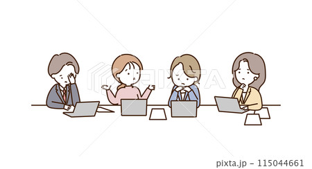 時間ばかりかかって実りがない会議に疲弊する会社員達 115044661