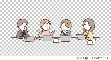 時間ばかりかかって実りがない会議に疲弊する会社員達 115044661