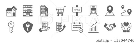 不動産ビジネスのアイコンセット 115044746
