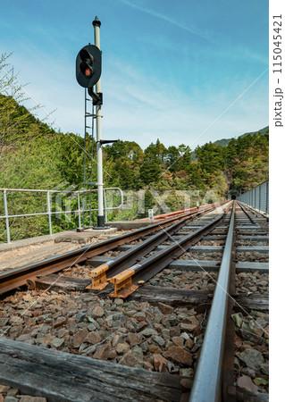 静岡県川根本町 春の奥大井湖上駅の景色 静岡県川根本町 春の奥大井湖上駅の景色 115045421