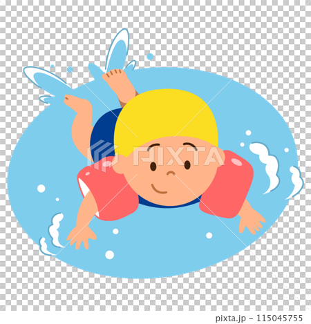 女孩與手臂助手一起游泳 女孩與手臂助手一起游泳 115045755