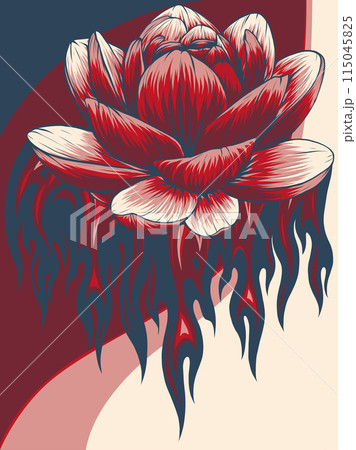 vector illustration of Water Lily with flames vector illustration of Water Lily with flames 115045825