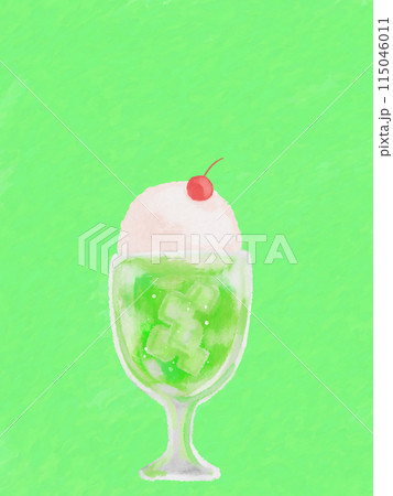 夏の冷たいドリンクのクレヨンイラスト 115046011