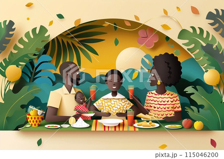 a family enjoying Rwanda national day...のイラスト素材 [115046200] - PIXTA