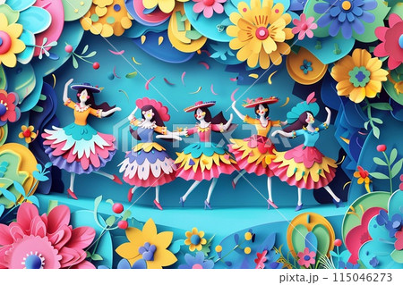 Argentine family decorating their home with national colors and flags for a patriotic holiday 115046273