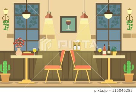 Dining Table for Customer Dinner in Cafe...のイラスト素材 [115046283] - PIXTA