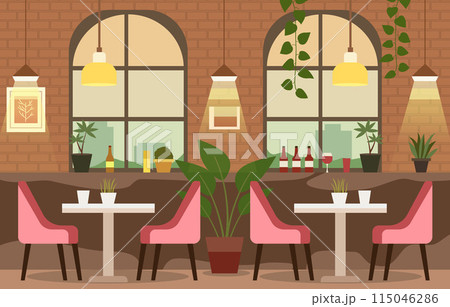 Dining Table for Customer Dinner in Cafe...のイラスト素材 [115046286] - PIXTA