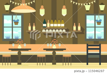 Dining Table for Customer Dinner in Cafe Restaurant with Modern Indoor Interior Design 115046287