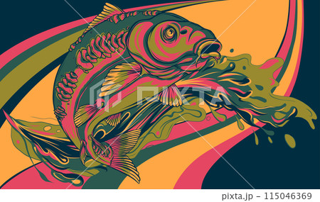 vector illustration of carp with splashing water vector illustration of carp with splashing water 115046369