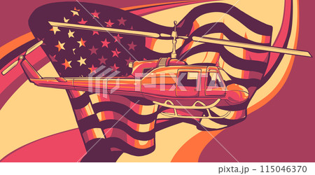 vector illustration of Helicopter with the flag of United States 115046370