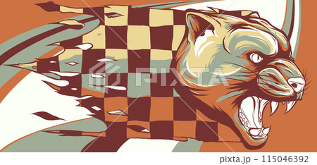 vector illustration of puma head with race flag vector illustration of puma head with race flag 115046392