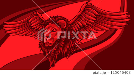 vector illustration of lion head winged on white background vector illustration of lion head winged on white background 115046408