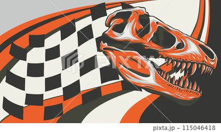 Dinosaur Skull Of T-Rex vector illustration on white background. Dinosaur Skull Of T-Rex vector illustration on white background. 115046418