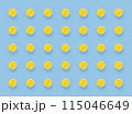 Seamless repetitive yellow pills arrangement on soft blue background. 115046649