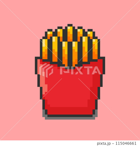 Pixel art style French fries design Pixel art style French fries design 115046661