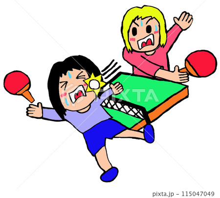 女子卓球の試合！スマッシュをうつ選手 115047049