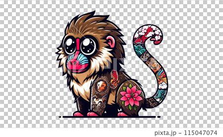 Tattooed Hamadryas Baboon Tattooed Hamadryas Baboon 115047074