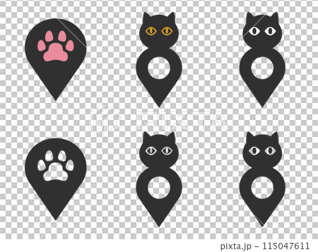 猫マークアクセスピンアイコンセット 115047611