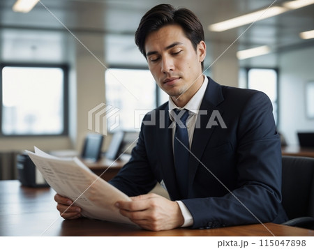書類を読むサラリーマン 115047898