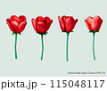 Vector Red Rose Flower.Vector illustration.,Red rose flower plastic 3d bouquet symbolism love romantic icon. 115048117