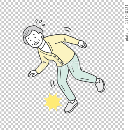 つまずいて慌てる高齢女性 115048121