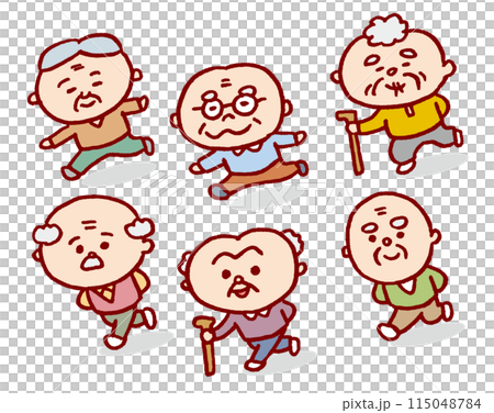 圓潤可愛的老人線描畫 圓潤可愛的老人線描畫 115048784