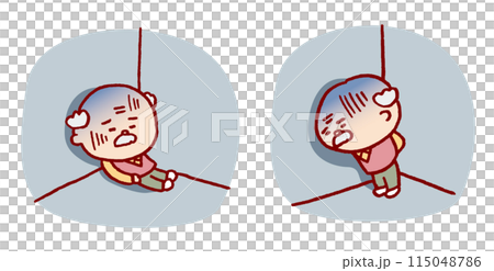 圓潤可愛的老人線描畫 115048786