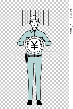 Image of exchange loss and weak yen, female engineer in helmet and work clothes 115049136