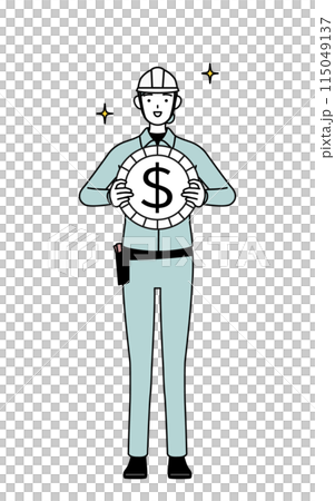 Image of exchange rate gains and strong dollar, female engineer in helmet and work clothes 115049137