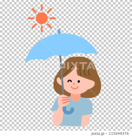 Illustration of a woman using a parasol to prevent heatstroke 115049378
