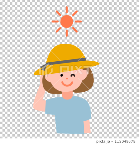 麦わら帽子をかぶった女性のイラスト 麦わら帽子をかぶった女性のイラスト 115049379
