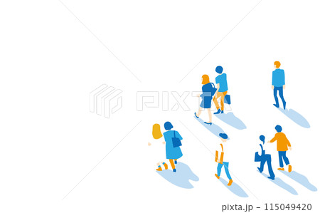 夏色の群衆のイラスト背景素材 115049420