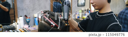 Barber Blow Drying Hair 115049776