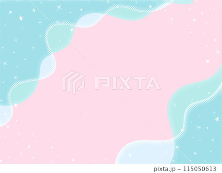 雲、波、曲線のキラキラポップな背景イラスト 115050613
