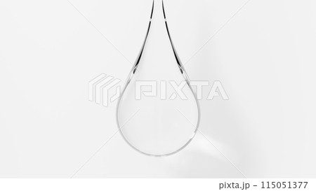 白い背景に透明な水滴。気泡なし。3D。（横長） 115051377