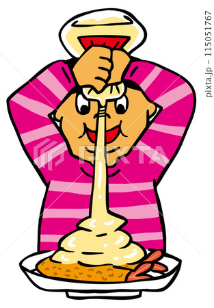 フライにマヨネーズをかけすぎる人のイラスト素材 [115051767] - PIXTA