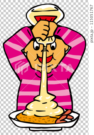 フライにマヨネーズをかけすぎる人のイラスト素材 [115051767] - PIXTA