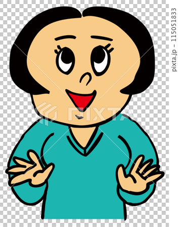 A woman with bob hair and a cheerful face 115051833