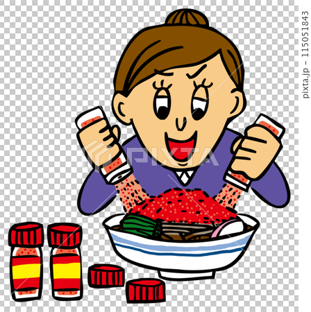People who put too much shichimi pepper on soba noodles 115051843