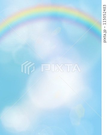 水色の背景と虹のイメージ素材 115052483