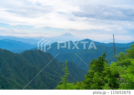 【山岳素材】夏の国師岳から見る山岳風景【山梨県】 115052678