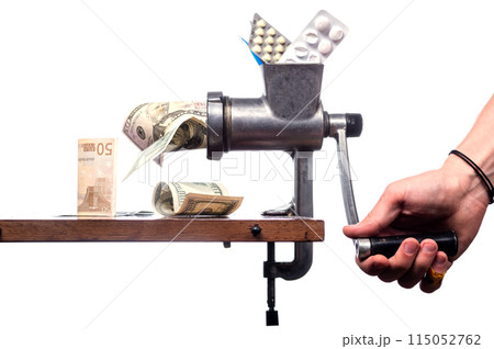 Pharmaceuticals. Manufacturing of medicines. Processing of raw materials. Pharmaceutical business. Pills and money. Pharmaceuticals. Manufacturing of medicines. Processing of raw materials. Pharmaceutical business. Pills and money. 115052762