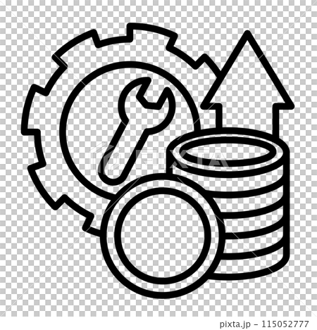 代表系統維護和管理成本上升的圖示。 115052777