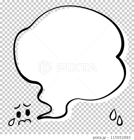 めそめそ吹き出し_モノクロ 手描き風 115052893