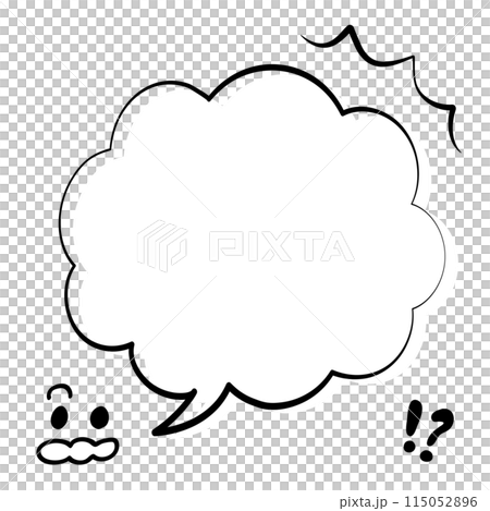 びっくり吹き出し_モノクロ 手描き風_2 115052896