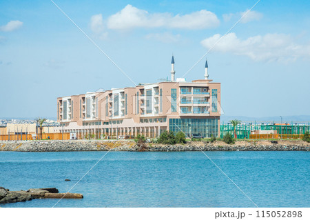 Djibouti city modern residential complex central district with mosque in the background, Djibouti 115052898